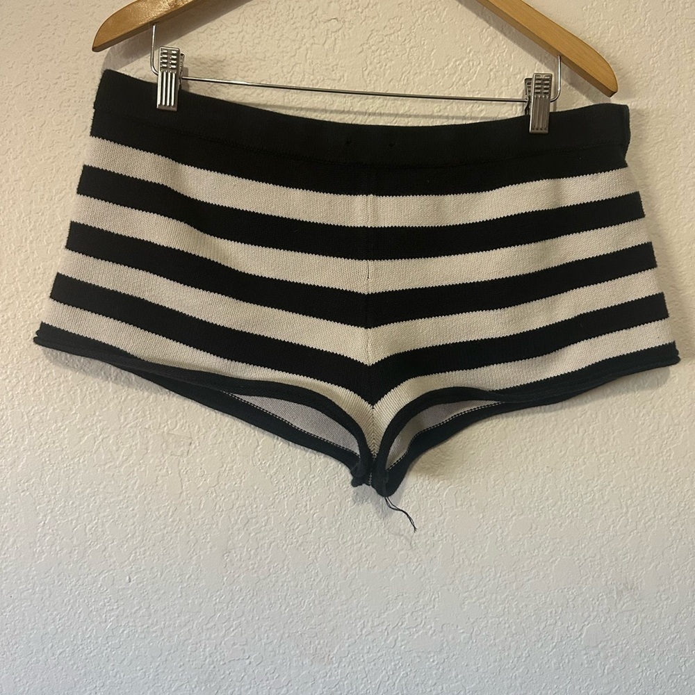 Free People Black and White Striped Hot micro Shorts- large